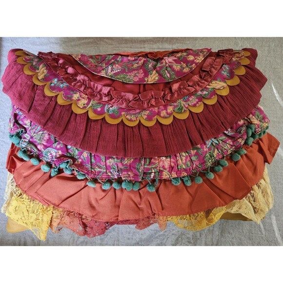 Pier 1 Imports Set of Two Decorative Pillows Red Ruffles BOHO Bohemian 17"x13” - Picture 4 of 8